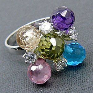 Multi Stone Stylish sterling silver Ring size 7